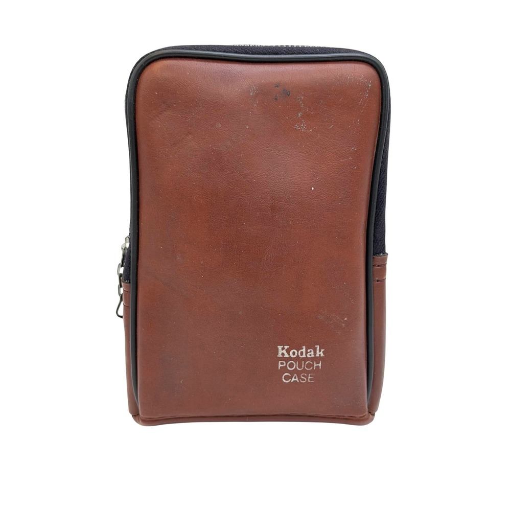 Kodak Pouch Case Brown Faux Leather Vintage Camera Bag Belt Loop Zippered